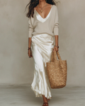 Elegant Satin Midi Dress (Knit Included)
