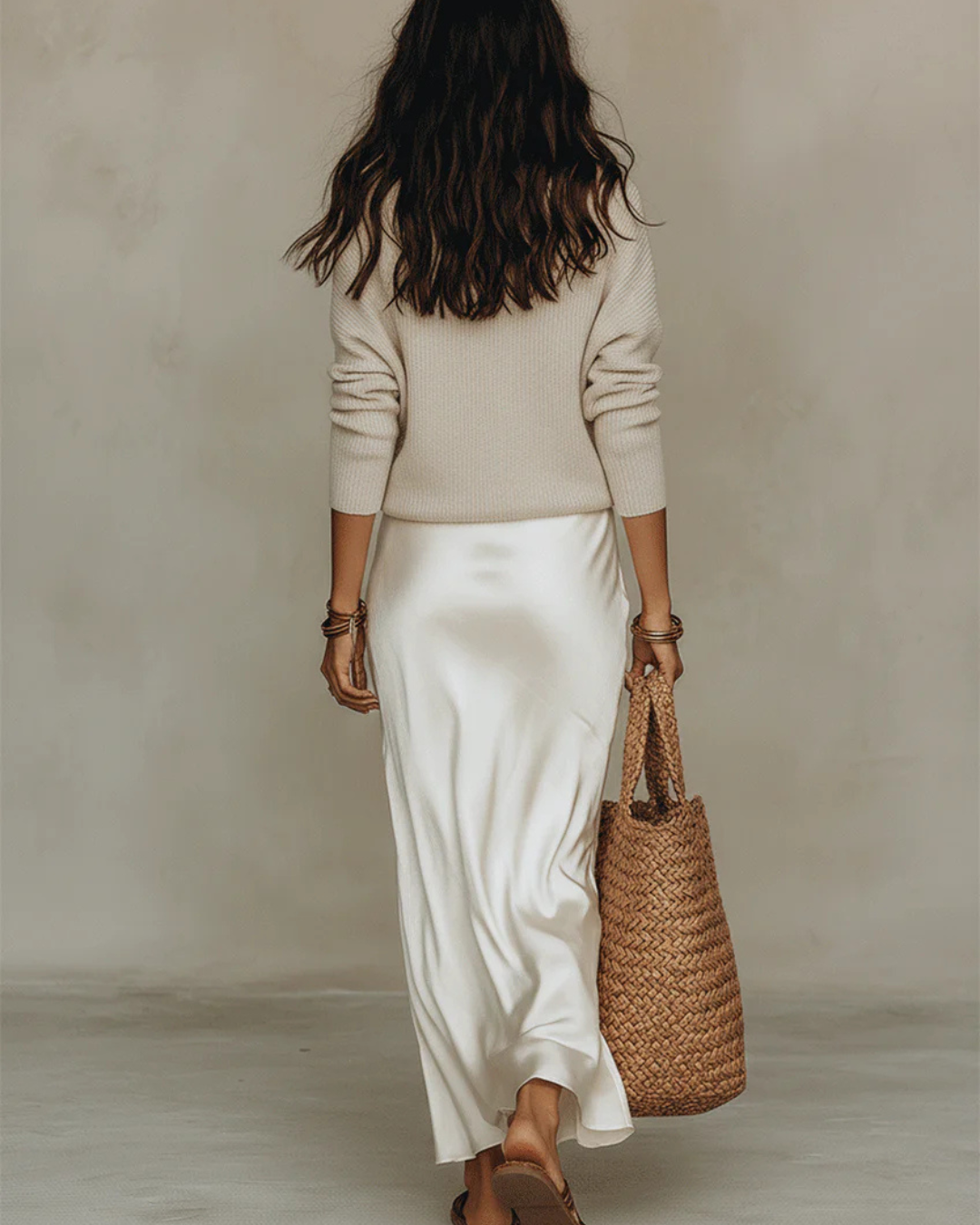 Elegant Satin Midi Dress (Knit Included)