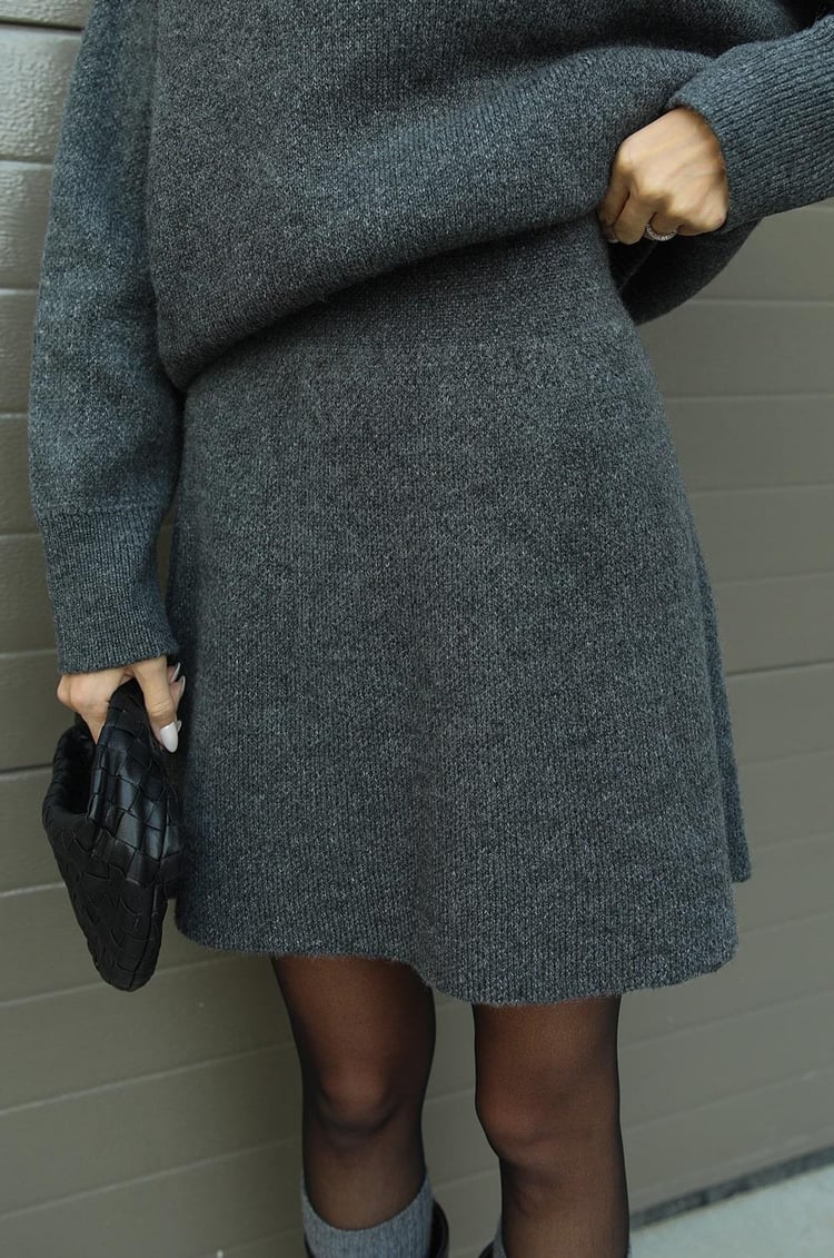 Cindra - This season's trendy knit top and mini skirt set