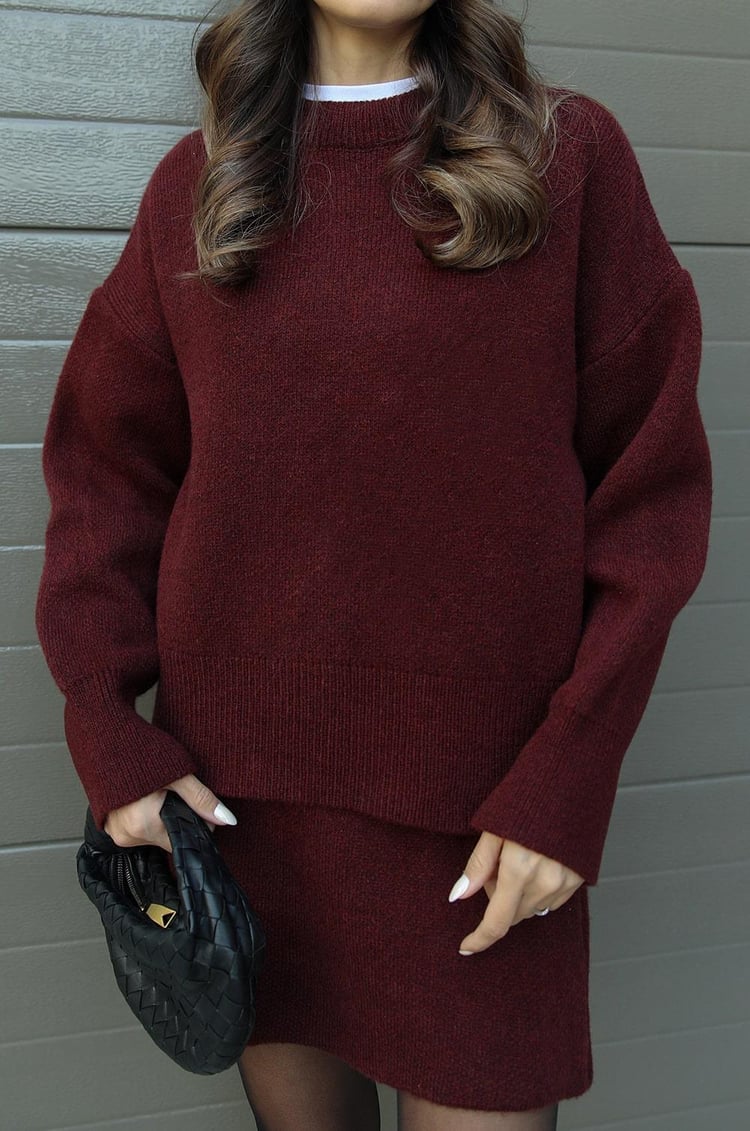 Cindra - This season's trendy knit top and mini skirt set