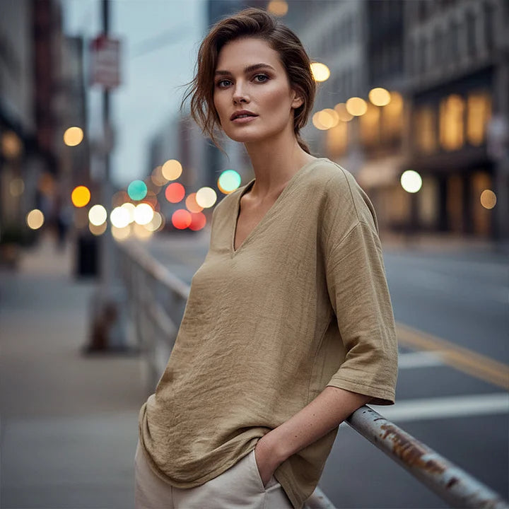 Elegant V-Neck Blouse