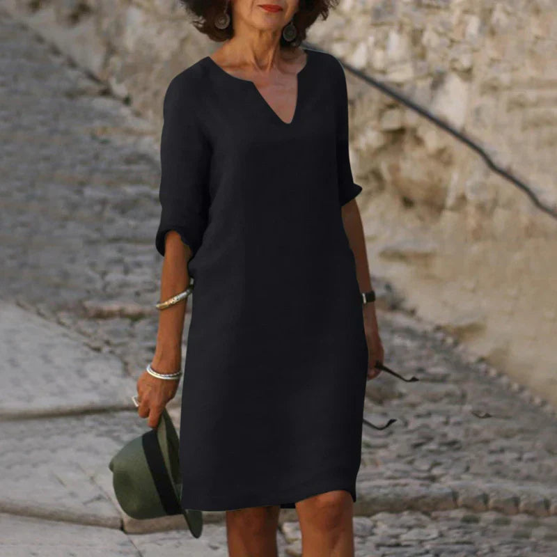 Adele - Comfortable V-Neck Dress