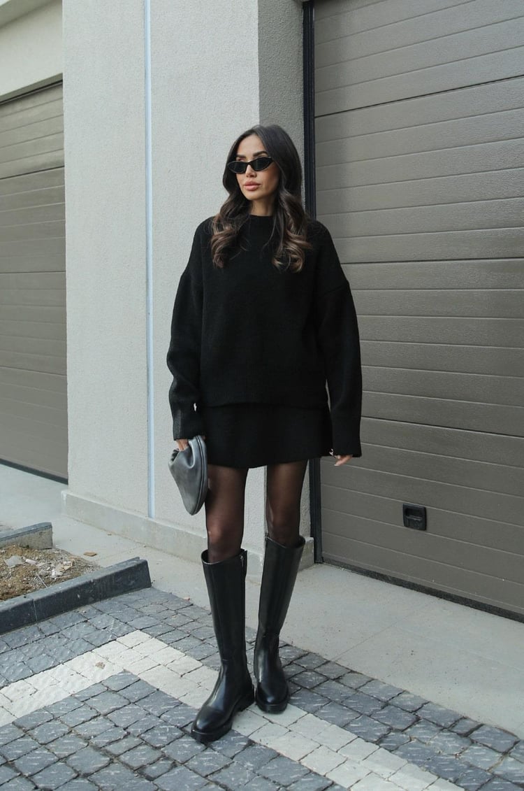 Cindra - This season's trendy knit top and mini skirt set