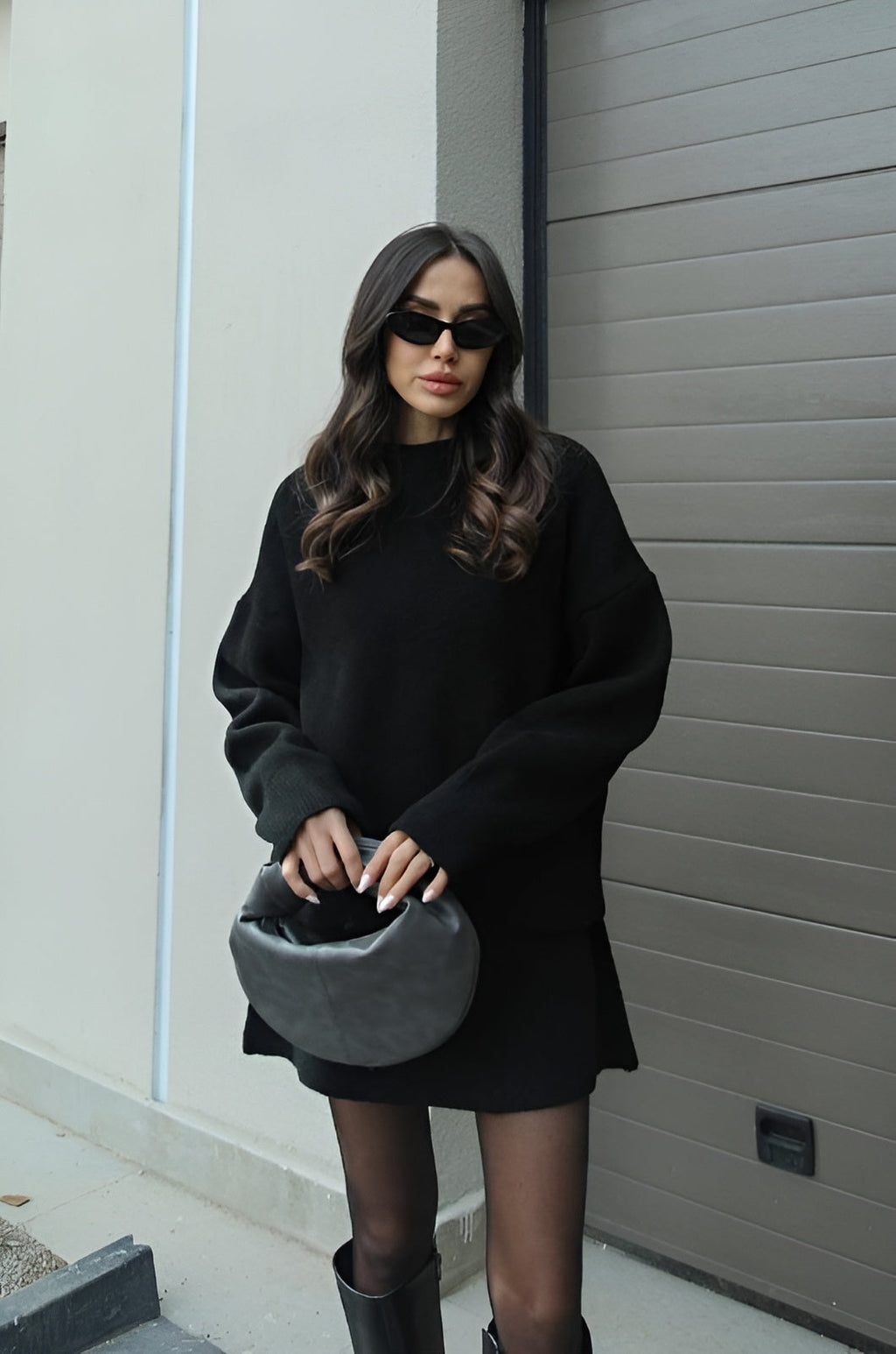 Cindra - This season's trendy knit top and mini skirt set