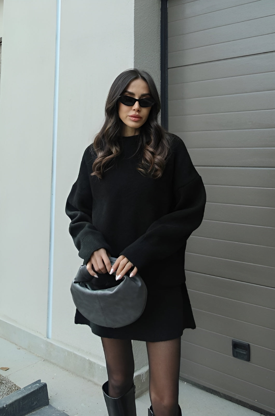 Cindra - This season's trendy knit top and mini skirt set