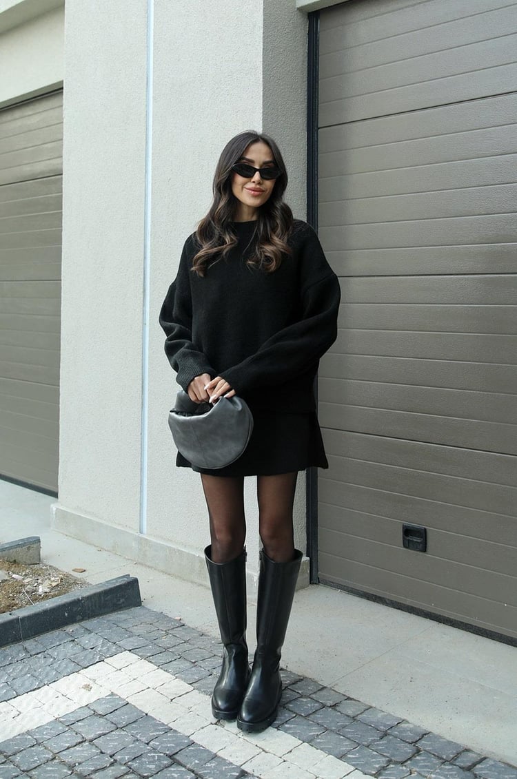 Cindra - This season's trendy knit top and mini skirt set