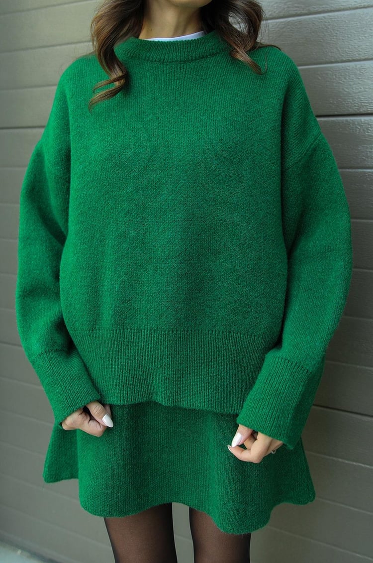 Cindra - This season's trendy knit top and mini skirt set